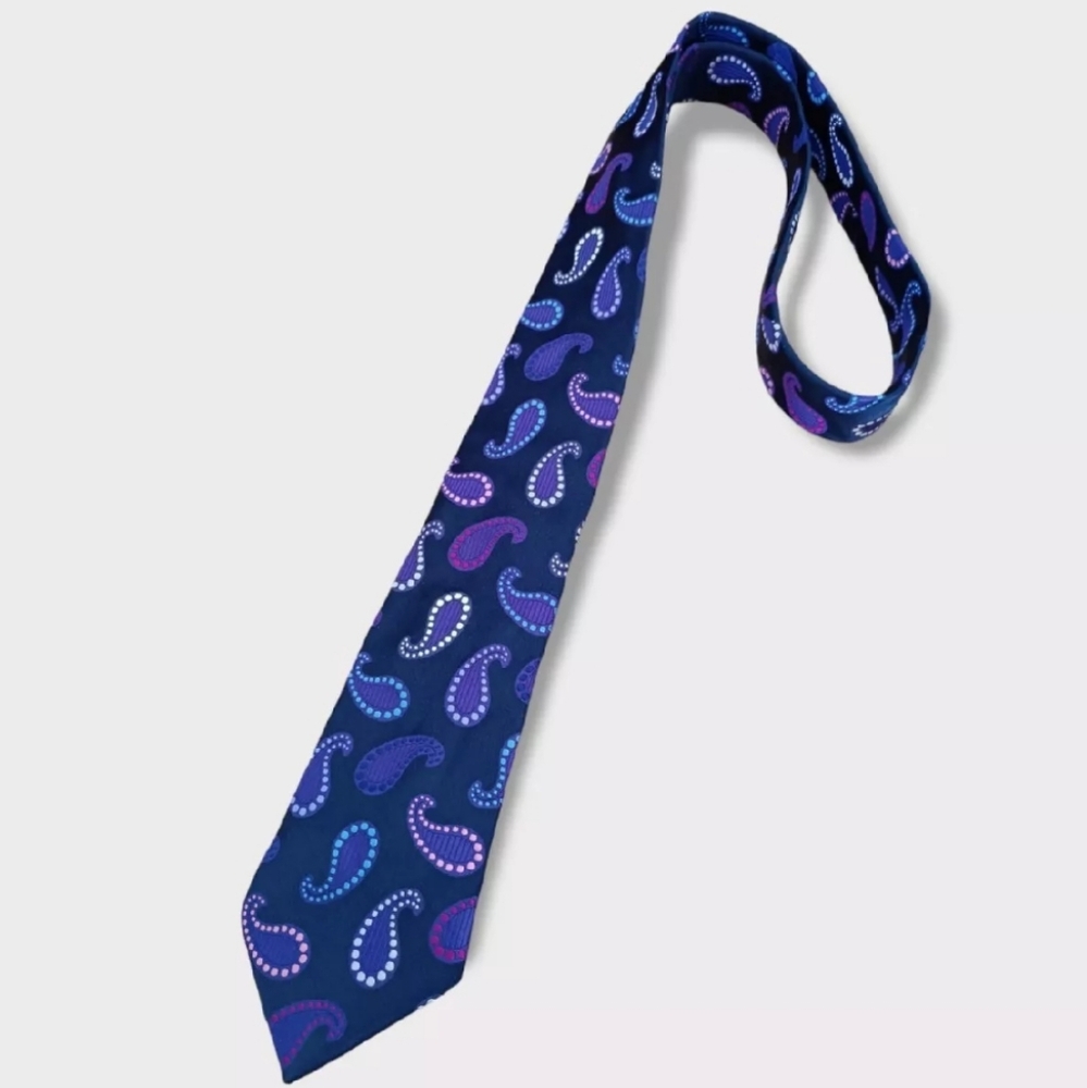 DUCHAMP Navy/Purple Paisley Silk LUXURY Tie HANDMADE ENGLAND